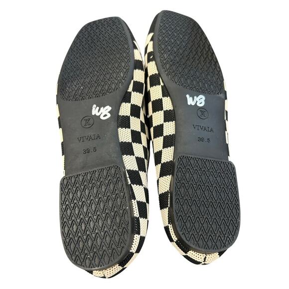 VIVAIA Margot 2.0 Square Toe V-Cut Flats Checker Print Size 39.5 - Picture 6 of 7